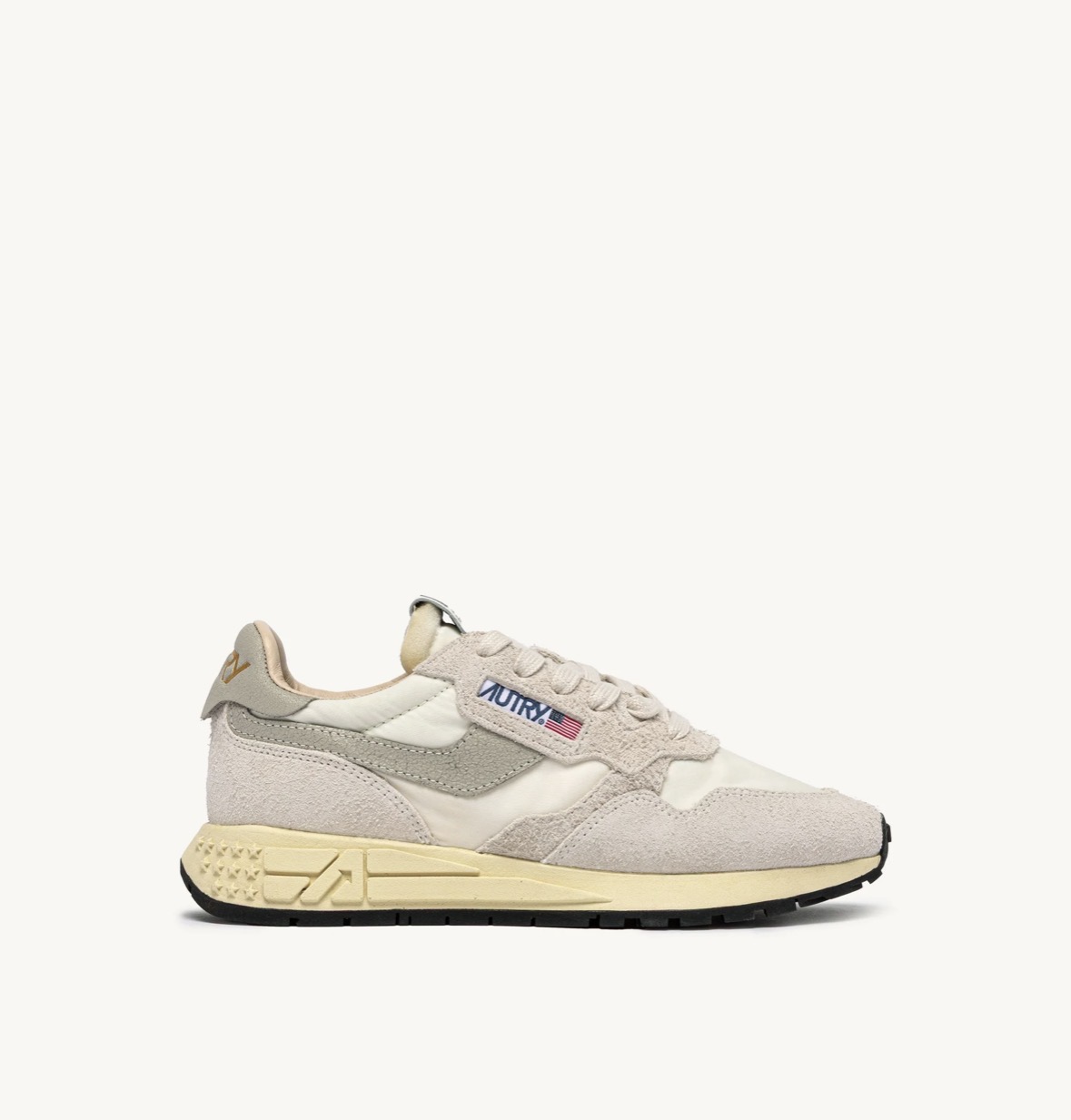 REELWIND LOW SNEAKERS IN WHITE NYLON AND SUEDE — Autry
