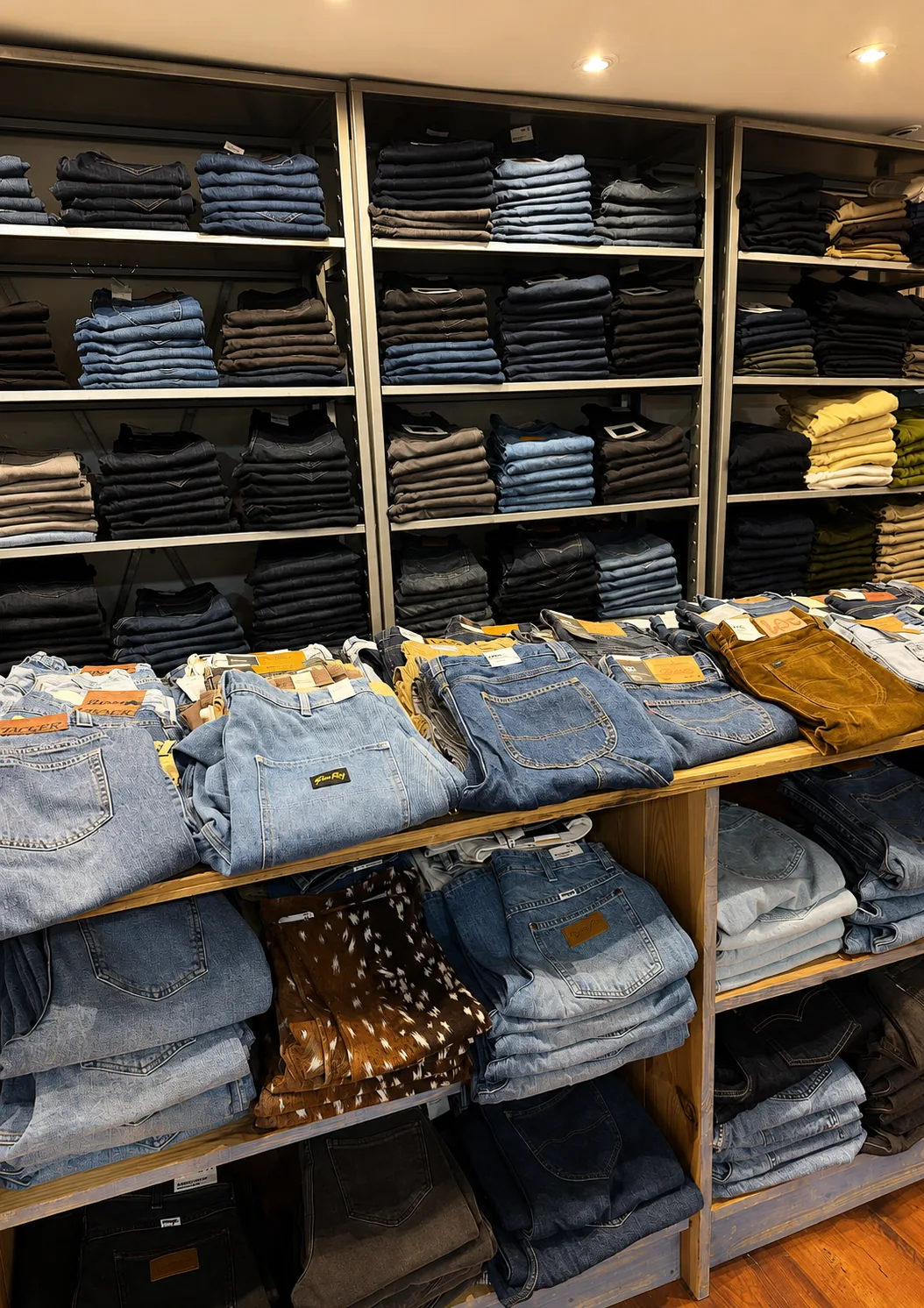 Le mur de denim de la boutique
