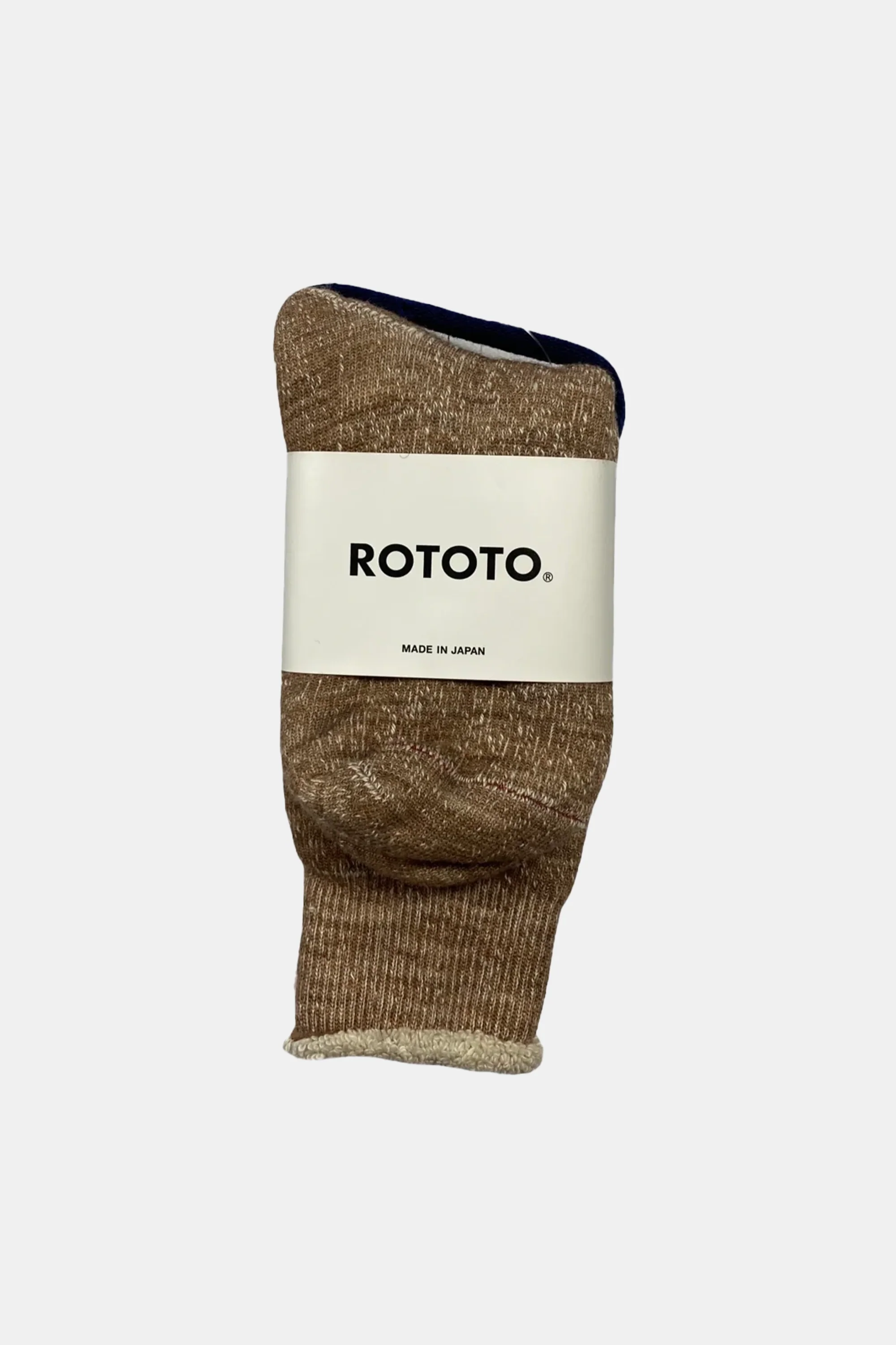 Double Face Crew Socks (Camel) — Rototo