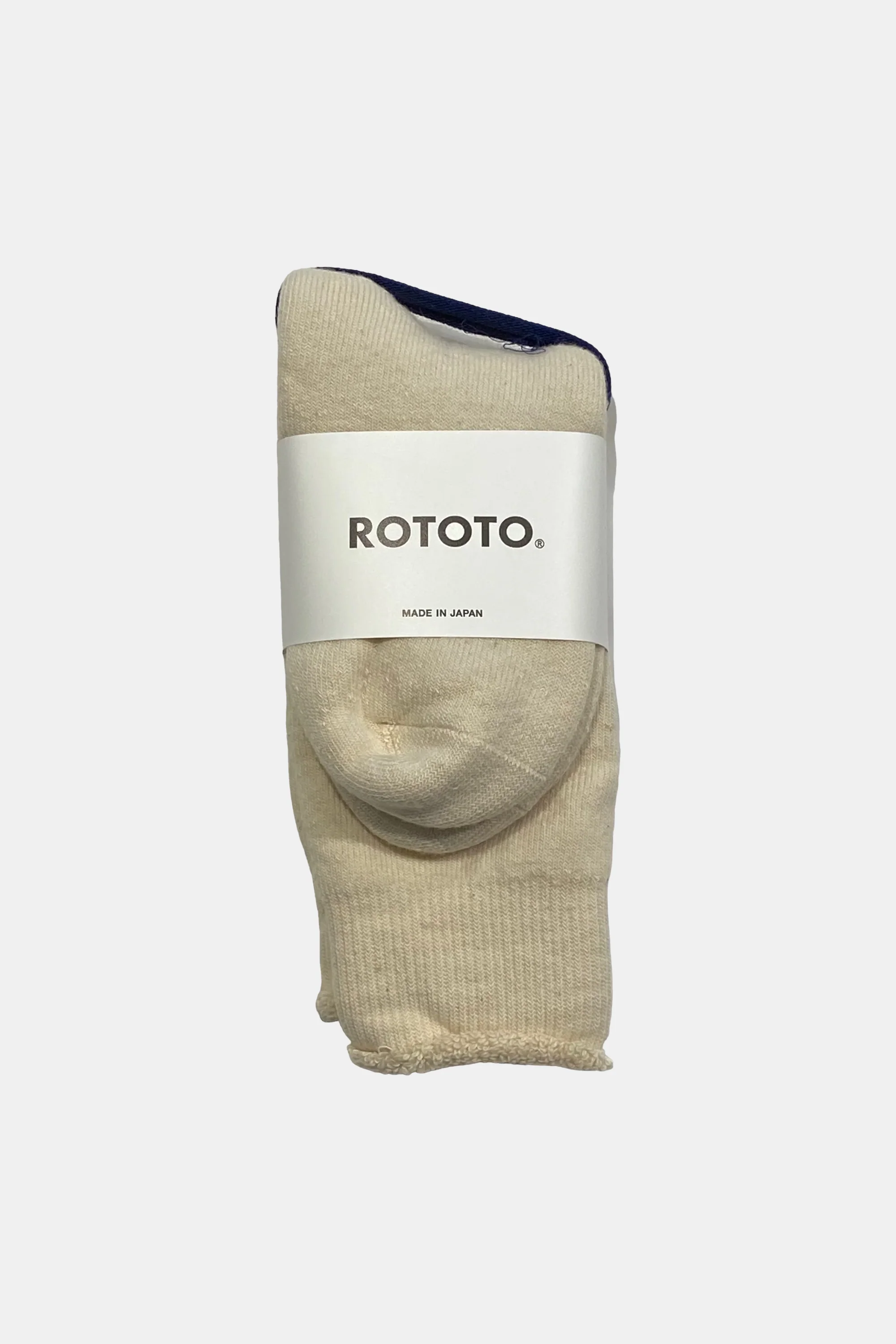 Double Face Crew Socks (Ivory) — Rototo