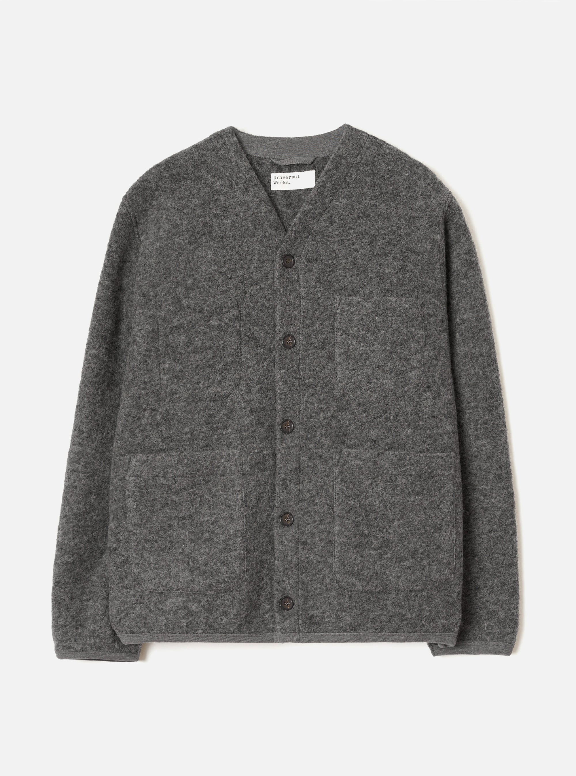 Grey Marl Wool Fleece Cardigan — Universal Works